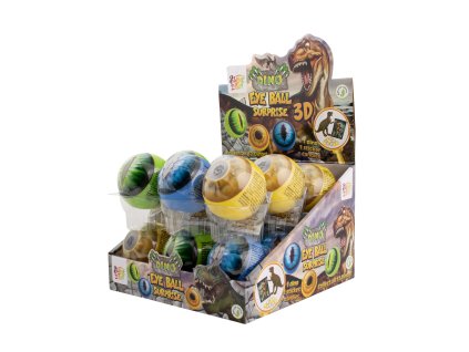 Dino Eye Ball – překvapení s reliéfem, 3D hračkou a cukrovinkou 10g