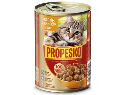 Propesko 415g kousky kočka krůtí, jehněcí v želé