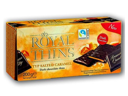 Royal Thins Caramel & Sea Salt 200g hořká čokoláda plněná krémovou náplní s příchutí karamelu a mořské soli