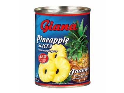 Ananas plátky v ananasové šťávě 565g