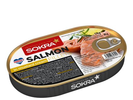 Losos kousky filetů v hořčičném krému 170g SOKRA