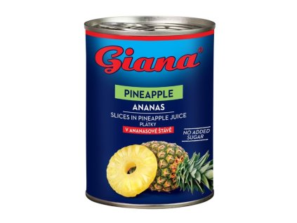 Ananas plátky v ananasové šťávě 565g