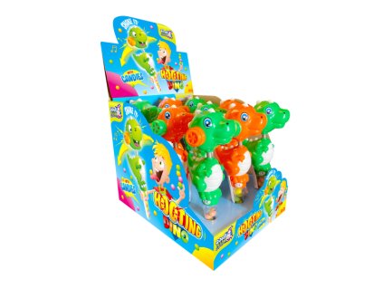 Plastový dinosaurus s houkačkou s komprimátem s jahodovou příchutí 7g