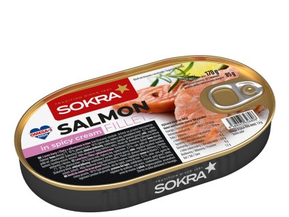 Losos kousky filetů v pikantním krému 170g SOKRA