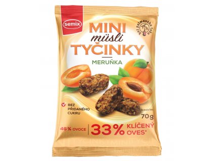 MINI MÜSLI TYČINKY S MERUŇKAMI BEZ LEPKU 70 G
