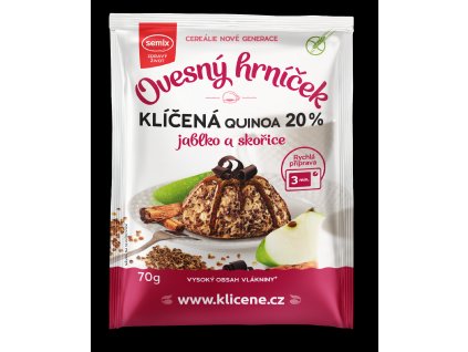 OVESNÝ HRNÍČEK S KLÍČENOU QUINOOU, JABLKY A SKOŘICÍ BEZ LEPKU 70 G