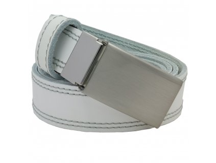 bílý pásek, šedé prošití premium, plná spona small