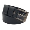 Dětský kožený opasek, kůže černá, spona hranatá leštěná, kovová