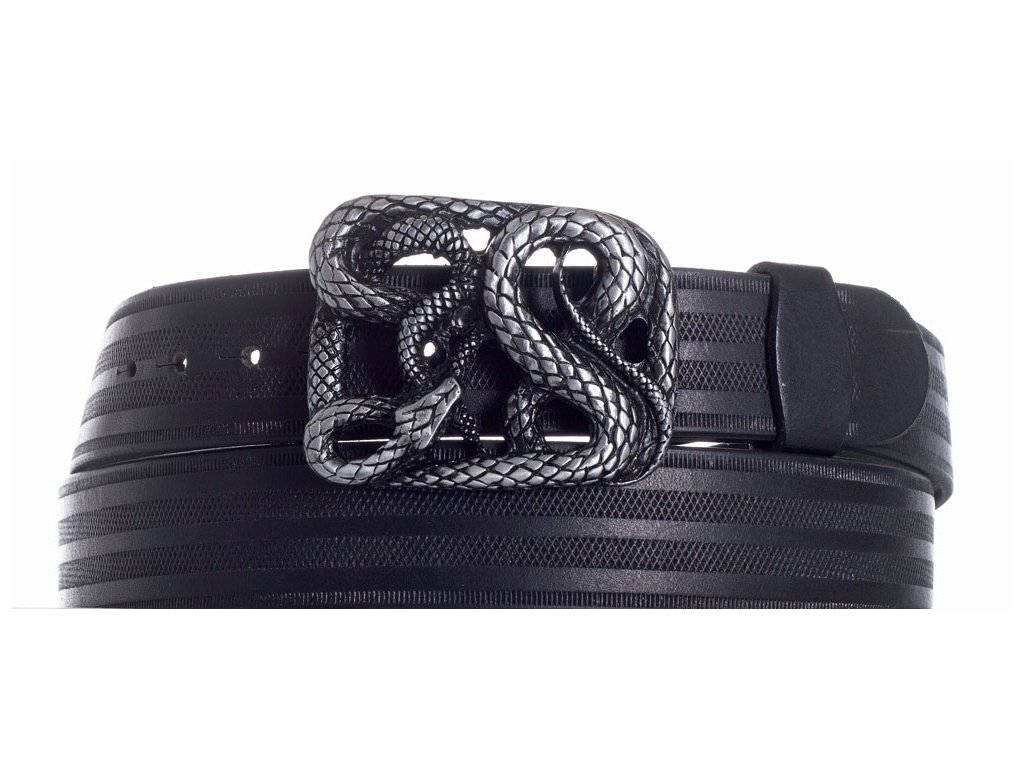 Pásek černý kožený had pr