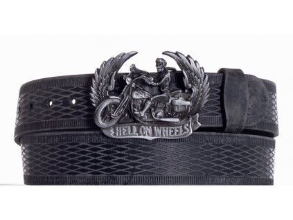 Černý kožený pásek motorkář vrb