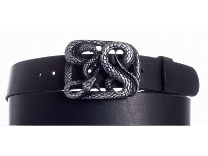 Pásek černý kožený had