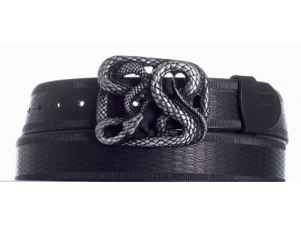 Pásek černý kožený had vr