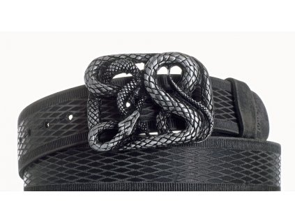 Pásek černý kožený had vrb