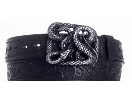 Pásek černý kožený had vz