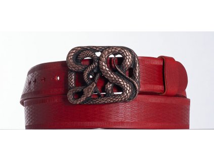 červený kožený opasek had vr