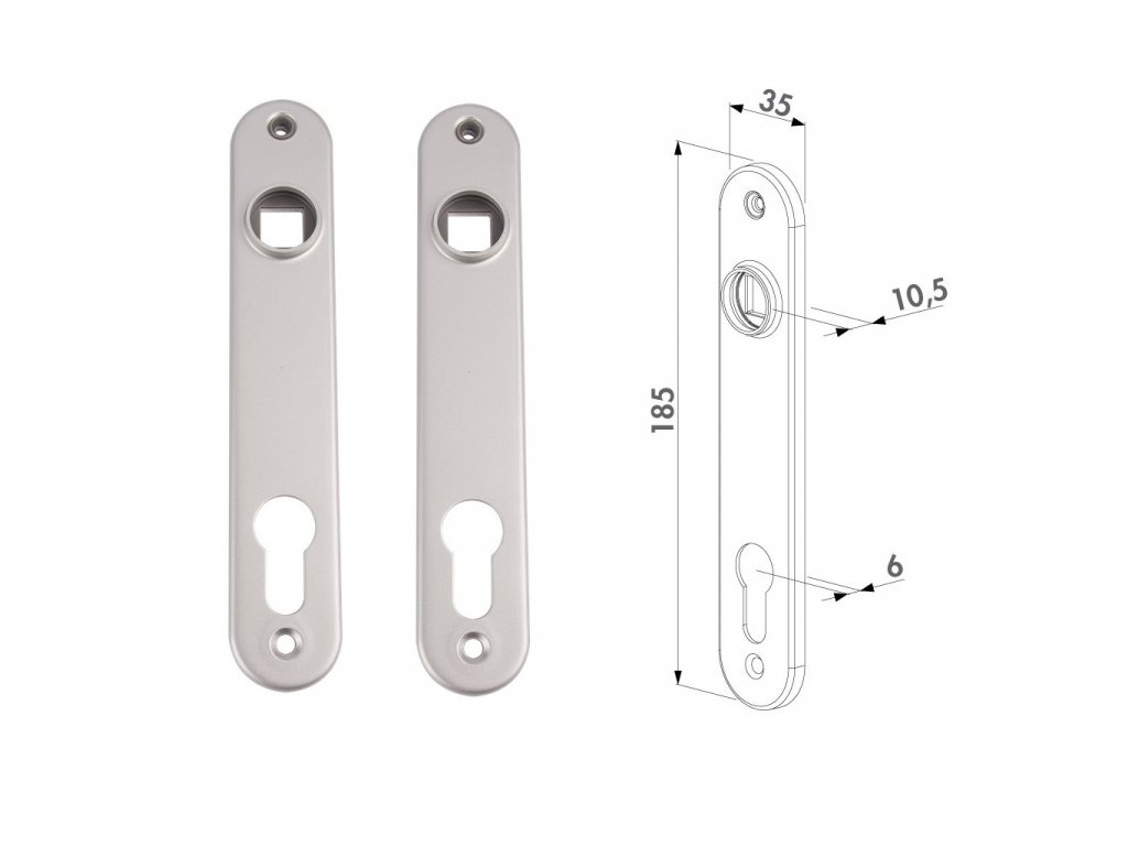 LOCINOX® krycí štítek s otvorem pro kliku a cylindrickou vložku, rozteč 92 mm, materiál: nerezavějící ocel, cena za PÁR
