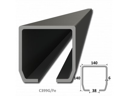 C profil (140x140x6mm) černý, délka 2m