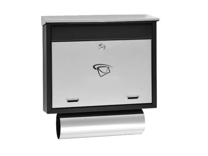 Poštovní schránka (400x440x100mm) nerez / černá, max. formát listu: C6, le