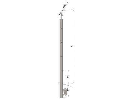 nerezový stĺp, bočné kotvenie, 4 dierový priechodný, vrch nastaviteľný, (ø 42.4x2mm), brúsená nerez K320 /AISI304 (Varianta Priemer výplne: 14, Rozmer B: 130, Uhol u°: 31)