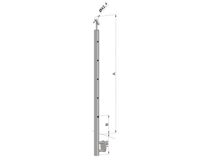 nerezový stĺp, bočné kotvenie, 5 dierový priechodný, vrch nastaviteľný,(ø 42.4x2mm), brúsená nerez K320 /AISI304 (Varianta Priemer výplne: 14, Rozmer B: 130, Uhol u°: 31)