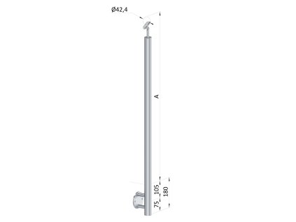 Nerezový sloup, boční kotvení, bez výplně, vrch nastavitelný (ø 42,4x2 mm), broušená nerez K320 / AISI304