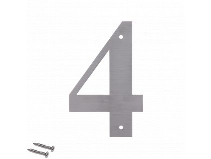 Číslo domovní 4, (127x1.5mm), s dírami, broušená nerez K320 / AISI 304