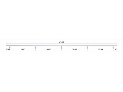 madlo 4500mm (set: 5ks úchyt, madlo ø 42.4mm s ukončením), broušená nerez