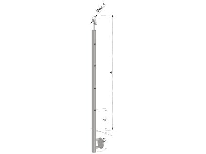 nerezový stĺp, bočné kotvenie, 4 dierový koncový, pravý, vrch nastaviteľný (ø 42.4x2mm), brúsená nerez K320 /AISI316 (Varianta Priemer výplne: 14, Rozmer B: 130, Uhol u°: 31)