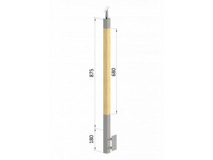 dřevěný sloup, boční kotvení, bez výplně, vršek nastavitelný (40x40mm), materiál: buk, broušený povrch s nátěrem BORI (bezbarvý)
