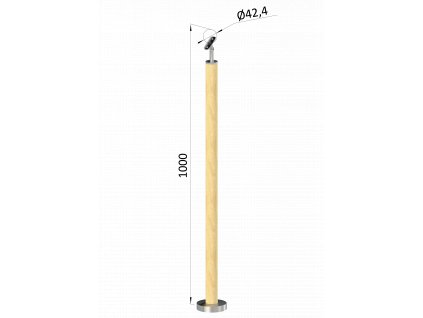 dřevěný sloup, vrchní kotvení, bez výplně, vrch nastavitelný (ø 42mm), materiál: buk, broušený povrch s nátěrem BORI (bezbarvý)