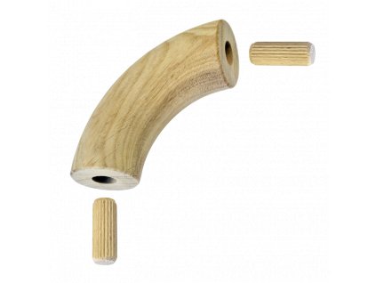 Dřevěný spojovací oblouk (ø 42 mm / 90°), materiál: dub, broušený povrch bez nátěru
