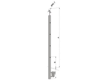 nerezový stĺp, bočné kotvenie, 4 dierový priechodný, vrch nastaviteľý (ø 42.4x2mm), leštená nerez /AISI304 (Varianta Priemer výplne: 14, Rozmer B: 130, Uhol u°: 31)