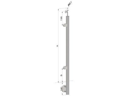 nerezový stĺp, bočné kotvenie, výplň: sklo, ľavý, vrch nastaviteľný (ø 42.4x2mm), leštená nerez /AISI304 (Rozmer A 930, Rozmer B 290)