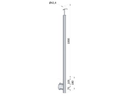 Nerezový sloup, boční kotvení, bez výplně, vrch pevný (ø 42,4x2 mm), leštěná nerez / AISI304