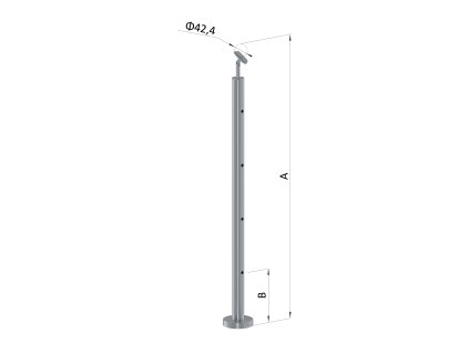 nerezový stĺp, vrchné kotvenie, 4 dierový koncový, vrch nastaviteľný (ø 42.4x2mm), leštená nerez /AISI304 (Varianta Priemer výplne: 14, Rozmer B: 130, Uhol u°: 31)