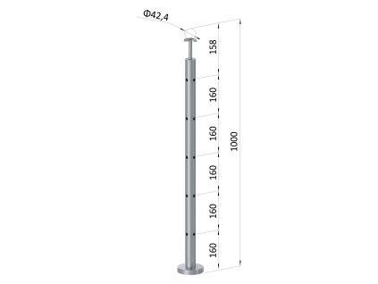 Nerezový sloup, vrchní kotvení, 5děrový rohový: 90° (Priemer výplne 12)