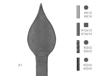 Kovaný špic typu K1 (Špice materiál l KSV2, Špice dĺžka 1900)