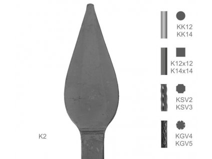 Kovaný špic typu K2 (Špice materiál l KSV2, Špice dĺžka 1900)