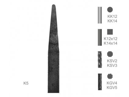 Kovaný špic typu K5 (Špice materiál l KSV2, Špice dĺžka 1900)