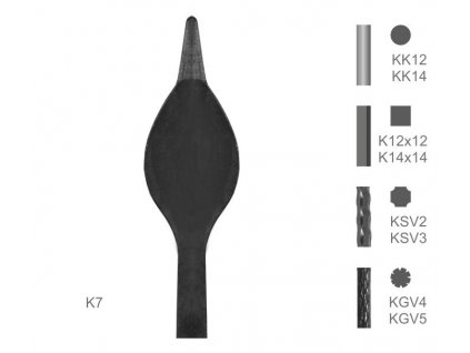Kovaný špic typu K7 (Špice materiál l KSV2, Špice dĺžka 1900)