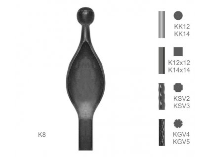 Kovaný špic typu K8 (Špice materiál l KSV2, Špice dĺžka 1900)