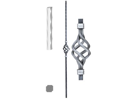 Kovaný sloupek zábradlí H 1300 mm, 25x25mm,válcovaná ocel