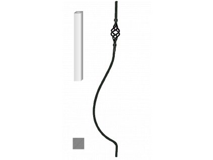 Kovaná výplň zábradlí H 1000xL170mm,12x12mm,hladká ocel