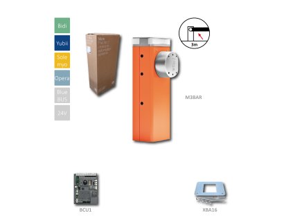 M3BAR automatická závora do 3m prejazdu (24V, 150W, 100Nm) riadiaca jednotka BCU1, 1x montážna doska XBA16, bez ramena