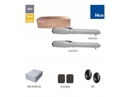 WINGO sada pro dvoukřídlou bránu do 3,5m/křídlo, 2x WG3524 (24V, 85W, 1500N), 2x FLO2RE, 1 pár BF, 1x MC424R10 + vestavěný přijímač