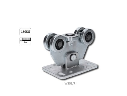 Vozík pro profil C-60x60x4mm samonosného systému posuvné brány, pozinkovaný, 5x ocelové kolečko s ložiskem 6202RS