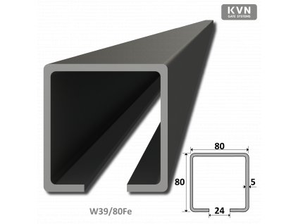 C profil 80x80x5mm černý Fe, délka 1m