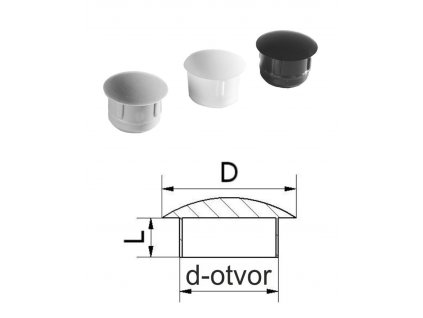 Vnitřní plastová krytka kulatá 8 x 4 mm, D-8 mm, d-4 mm, L-3 mm