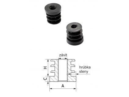 M10, A-32 mm, H-20 mm, C-6,2 mm, černá, tloušťka stěny 1-1,2 mm, plastová trubková zátka se závitem, PE, kruhová