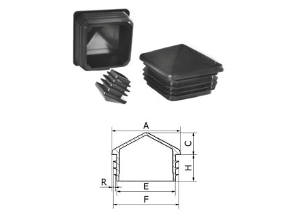 Krytka plastová so strieškou 20x20mm (Farba ZKK Čierna)